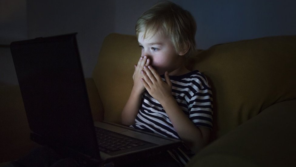 کودکی در حال نگاه کردن به صفحه لپ تاپ