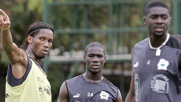 Didier Drogba in Ivory Coast training