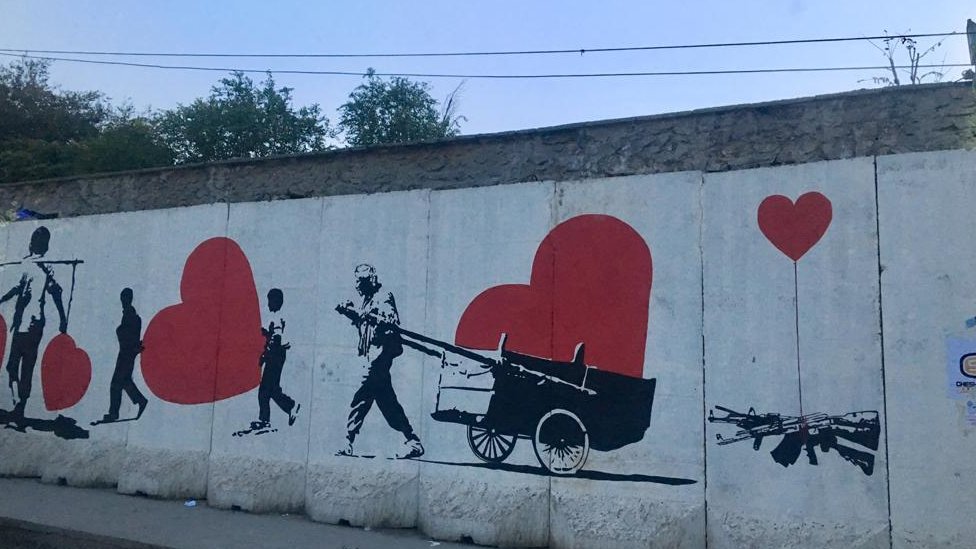 A mural in Kabul painted before the Taliban came to power, 3 September